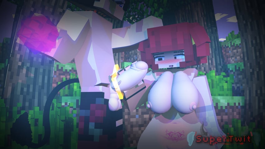 1boy 1girls 3d angel_girl angel_halo armwear breasts demon_boy demon_tail erect_nipples erect_penis female forest handjob horns horny_female humanoid_penis looking_at_penis male mine-imator minecraft mushroom nude_female outside pants red_hair stockings super_twit_(supertwit) supertwit tagme tattoo tattoo_on_belly twin_braids wet_pussy ylissy_(ylissymc)