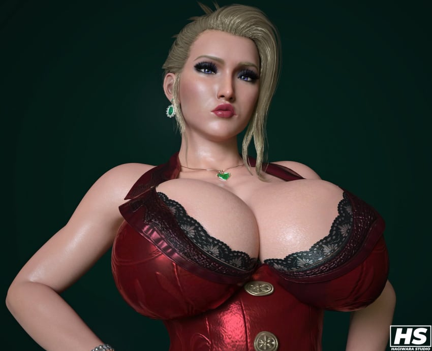 1girls 2024 3d 3d_(artwork) artist_logo artist_signature big_breasts blonde_female blonde_hair blonde_pubic_hair blue_eyes breasts cleavage color colored ear_piercing fantasy female_only final_fantasy final_fantasy_vii final_fantasy_vii_remake full_color hagiwara_studio hair huge_breasts jewelry large_breasts light-skinned_female light_skin lips lipstick massive_breasts naughty necklace red_lipstick scarlet_(ffvii) seductive square_enix video_game video_game_character video_game_franchise video_games voluptuous voluptuous_female