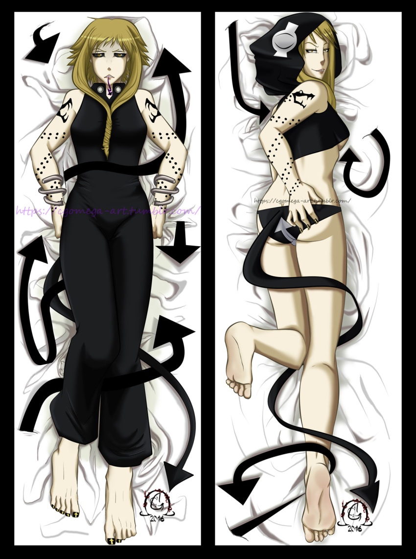 adult_swim breasts dakimakura dakimakura_design feet medusa_gorgon milf painted_toenails snake soles soul_eater tattoo tattoos toonami witch yellow_hair