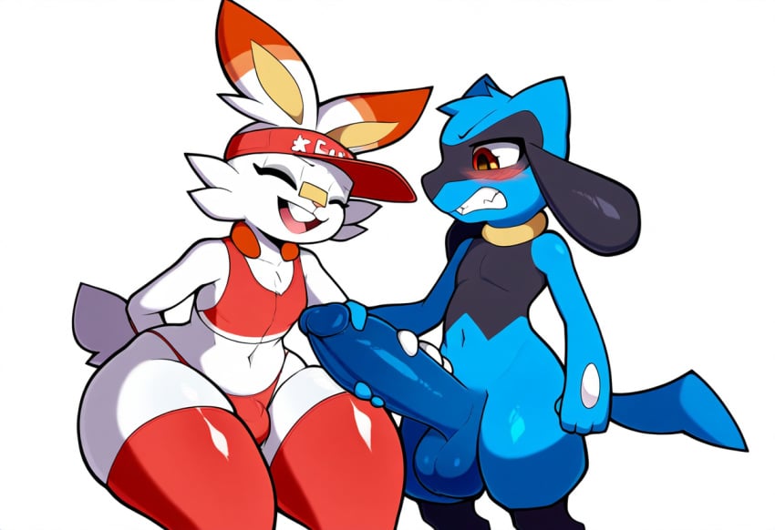 2boys ai_generated big_penis bulge clenched_teeth erection femboy gay handjob mullon novelai penis pokemon pokemon_(species) pokemon_dppt pokemon_ss riolu scorbunny thick_thighs voluptuous wide_hips yaoi