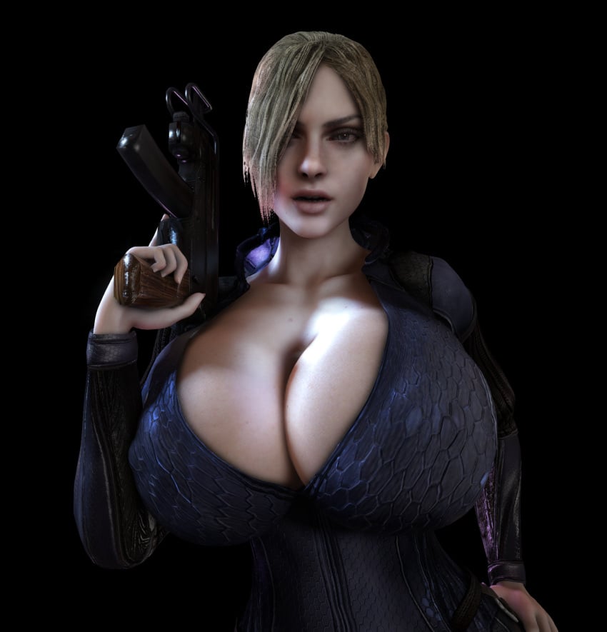 1girls 3d 3d_(artwork) alternate_ass_size alternate_breast_size ass big_ass big_breasts black_bodysuit blonde_hair bodysuit breasts breasts_bigger_than_head breasts_focus cleavage clothed clothed_female female female_only female_solo gun hair_over_one_eye hand_on_hip hand_on_own_hip high_resolution highres hips holding_gun holding_object holding_weapon hourglass_figure huge_breasts human human_female human_only jill_valentine jill_valentine_(blonde) large_ass large_breasts long_hair looking_at_viewer ponytail resident_evil resident_evil_5 slim_waist small_waist solo solo_female thin_waist top_heavy top_heavy_breasts upper_body vaako wasp_waist weapon wide_hips