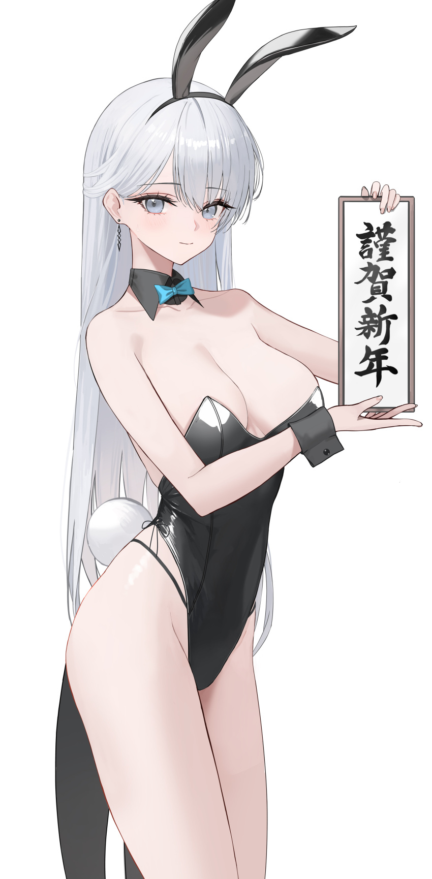 1girls absurd_res absurdres arms_up bare_armpits bare_arms bare_ass bare_butt bare_chest bare_hands bare_hips bare_legs bare_shoulders bare_skin bare_thighs black_bunny_ears black_bunnygirl_costume black_bunnysuit black_collar black_wrist_cuffs blue_bowtie blue_eyes blue_eyes_female blush blush blushing_female bowtie breasts bunny_ears bunny_tail bunnygirl bunnygirl_outfit cleavage collar collarbone curvy curvy_ass curvy_body curvy_female curvy_figure curvy_hips curvy_thighs dot_nose earrings elbows exposed exposed_armpits exposed_arms exposed_legs exposed_shoulders exposed_thighs eyebrows_visible_through_hair female female_focus female_only fingernails fingers groin hair_between_eyes half_naked hands_up high_resolution highres hourglass_figure japanese_text legs light-skinned_female light_skin long_hair looking_at_viewer medium_breasts naked naked_female nude nude_female original original_art original_artwork original_character original_characters rella2930 rikui_(rella2930) shoulders sideboob simple_background slender_body slender_waist slim_girl slim_waist smile smiling smiling_at_viewer solo standing text thick_thighs thighs thin_waist translation_request upper_body v-line white_background white_eyebrows white_hair white_hair_female wide_hips wrist_cuffs