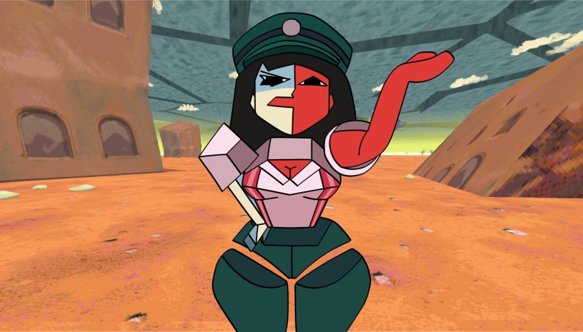 annoyed annoyed_expression bent_over black_hair complaining dream_bbq edit edited_official_artwork edited_screencap ena ena_(dream_bbq) ena_(series) female female_only fnfartisthehe mad peruvian_female pissed_off point_of_view pov red_body rude tagme thick_thighs two_tone_body white_body wide_hips yelling yelling_at_viewer