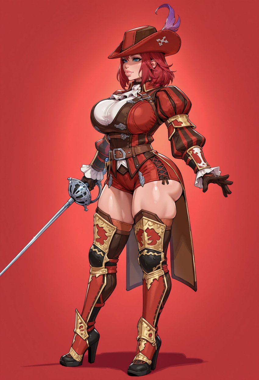 ai_generated big_lips bimbo bimbo_lips bimbofication bubble_ass bubble_butt busty caked_up child_bearing_hips cleavage covered_nipples curves curvy curvy_body curvy_female curvy_figure dat_ass erect_nipples_under_clothes fat_ass female female_only final_fantasy full_lips fully_clothed hat hourglass_figure huge_breasts logan_d original_character paag red_hair red_mage skin_tight solo_female thick thick_thighs voluptuous