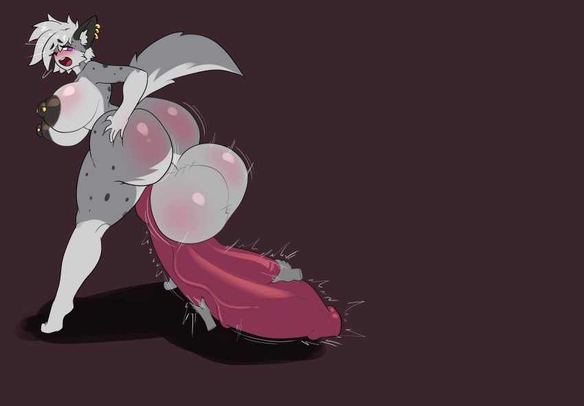 absurd_res anthro ass balls big_balls big_breasts big_butt big_nipples big_penis bloomz blush breasts butt_grab cock-tail female floating_hands fur futanari genitals grey_body grey_fur hand_on_butt hand_on_penis handjob herm hi_res huge_butt huge_cock hyena intersex looking_pleasured mammal multicolored_body multicolored_fur nipple_outline nipples penile penis sex solo solo_focus spotted_hyena stroking_penis tail zahara_(ninyeen)