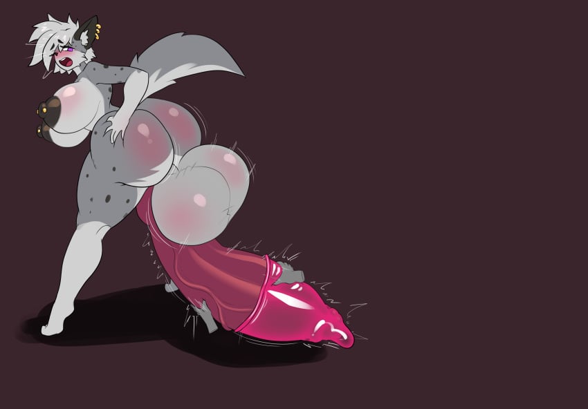 absurd_res anthro ass balls big_balls big_breasts big_butt big_nipples big_penis bloomz blush breasts butt_grab condom condom_too_small female floating_hands fur futanari genitals grey_body grey_fur hand_on_butt hand_on_penis handjob herm hi_res huge_butt huge_cock hyena intersex looking_pleasured mammal multicolored_body multicolored_fur nipple_outline nipples penile penis sex sexual_barrier_device solo solo_focus spotted_hyena stroking_penis tail wearing_condom zahara_(ninyeen)