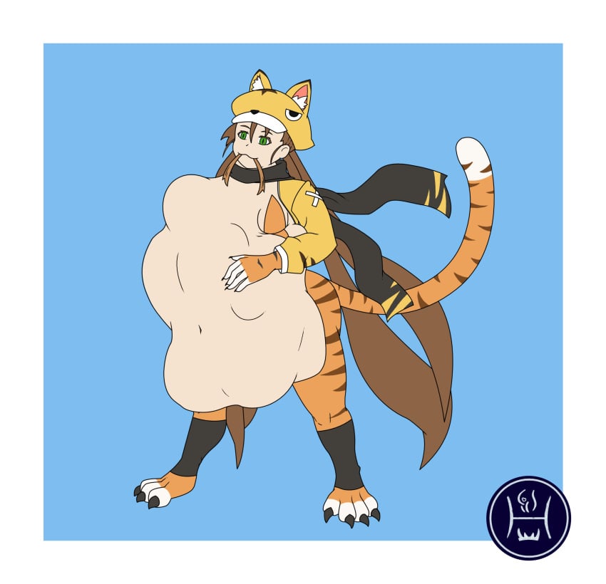 disgaea disgaea_4 disgaea_rpg fuka_kazamatsuri nippon_ichi_software stomach_bulge tiger_girl tiger_tail vore vore_belly zodiac_fuka