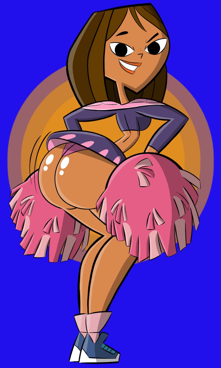 1girls ass cheerleader codykins123 courtney_(tdi) curvy dark-skinned_female dark_skin dat_ass female female_only freckles hair hourglass_figure human panties pom_poms redbone solo teeth total_drama_island voluptuous