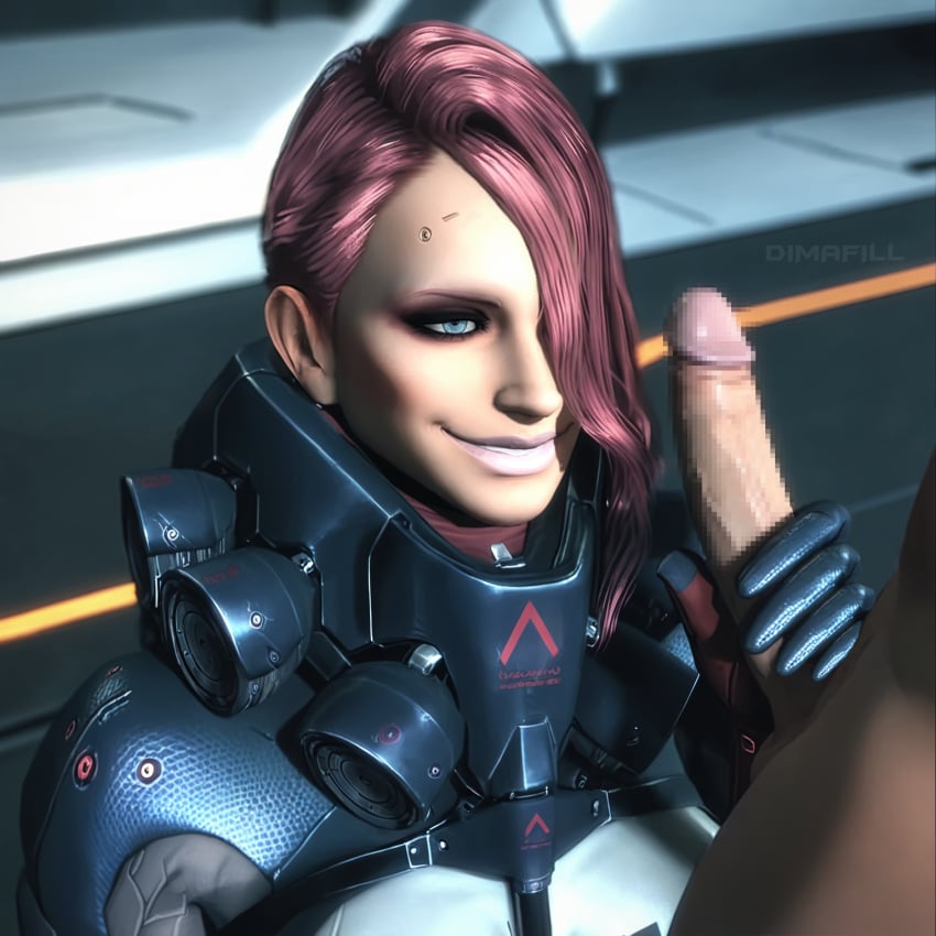 1boy 1girls 3d ai_generated bodysuit dimafill fellatio female handjob highres male metal_gear_(series) metal_gear_rising:_revengeance mistral_(metal_gear_rising) oral penis self-upload