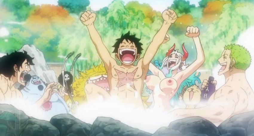 big_breasts brock curvy_body female jinbe kozuki_momonosuke male monkey_d_luffy multiple_boys nipples nude_filter one_piece roronoa_zoro s10collage tagme yamato_(one_piece)