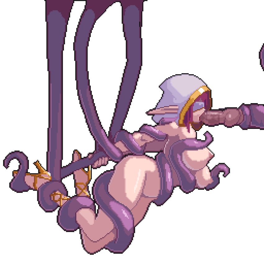 animated big_ass big_breasts blindfold blowjob elf high_heels human_on_anthro karnedraws lifted_by_tentacles nipples pink_hair pixel_art slim suspended suspended_in_midair tagme tamer_vale tentacle thighs transparent_background