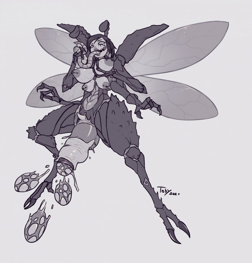 1girls 4_breasts breasts corruption egg_laying female huge_breasts humanoid_monster implied_transformation insect_abdomen insect_abdomen_pussy insect_girl insect_humanoid insect_wings insectoid insects monster monsterification multi_arm multi_breast multi_limb navel nipples no_humans overwatch ovipositor pharah projectile_eggs solo thick_thighs toby_art transformation unusual_anatomy wide_hips wings