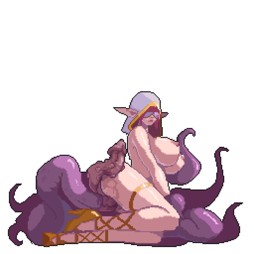 animated big_ass big_breasts blindfold consensual_tentacles consentacles elf high_heels karnedraws nipples pink_hair pixel_art slim tagme tamer_vale tentacle tentacle_sex thighs transparent_background