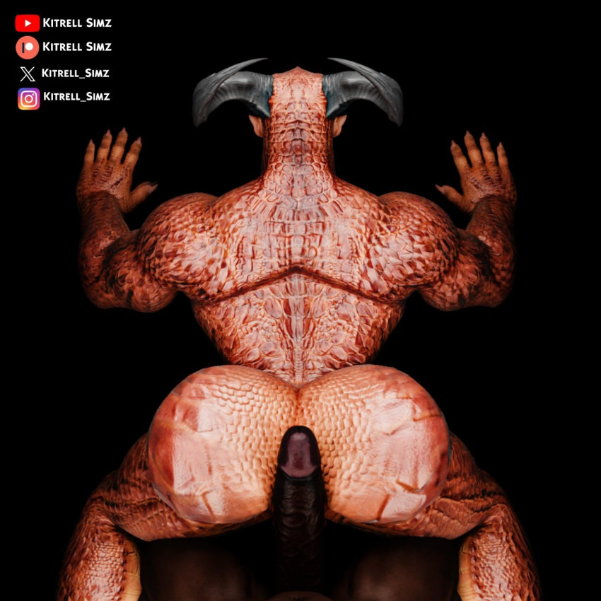 1boy 1male bara big_ass big_penis dark-skinned_male gay general_shao kitrell_simz male_only melanin mortal_kombat mortal_kombat_1_(2023) penis shao_kahn