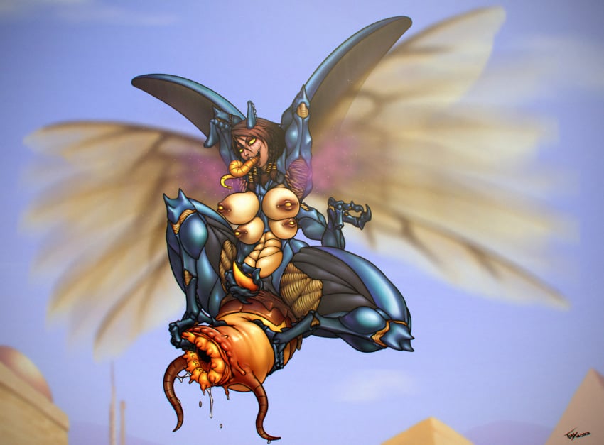 1girls 4_breasts breasts corruption female huge_breasts humanoid_monster implied_transformation insect_abdomen insect_abdomen_pussy insect_girl insect_humanoid insect_wings insectoid insects monster monsterification multi_arm multi_breast multi_limb navel nipples no_humans overwatch ovipositor pharah pheromones thick_thighs toby_art transformation uncensored unusual_anatomy wide_hips wings