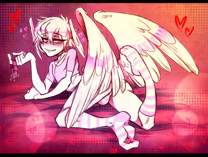 angel_(broken_colors) backsack blasticheart_(artist) broken_colors bulge collar crop_top dog_collar femboy femboy_focus femboy_only feminine_male fully_clothed genderbent genderswap_(ftm) head_wings male male_focus male_only no_humans no_visible_genitalia non-human non-human_only on_stomach perineum pinup presenting presenting_ass presenting_hindquarters rule_63 skinny solo_femboy solo_focus solo_male thigh_highs thigh_socks thighhighs thighs twink wings wings_on_back wings_on_head