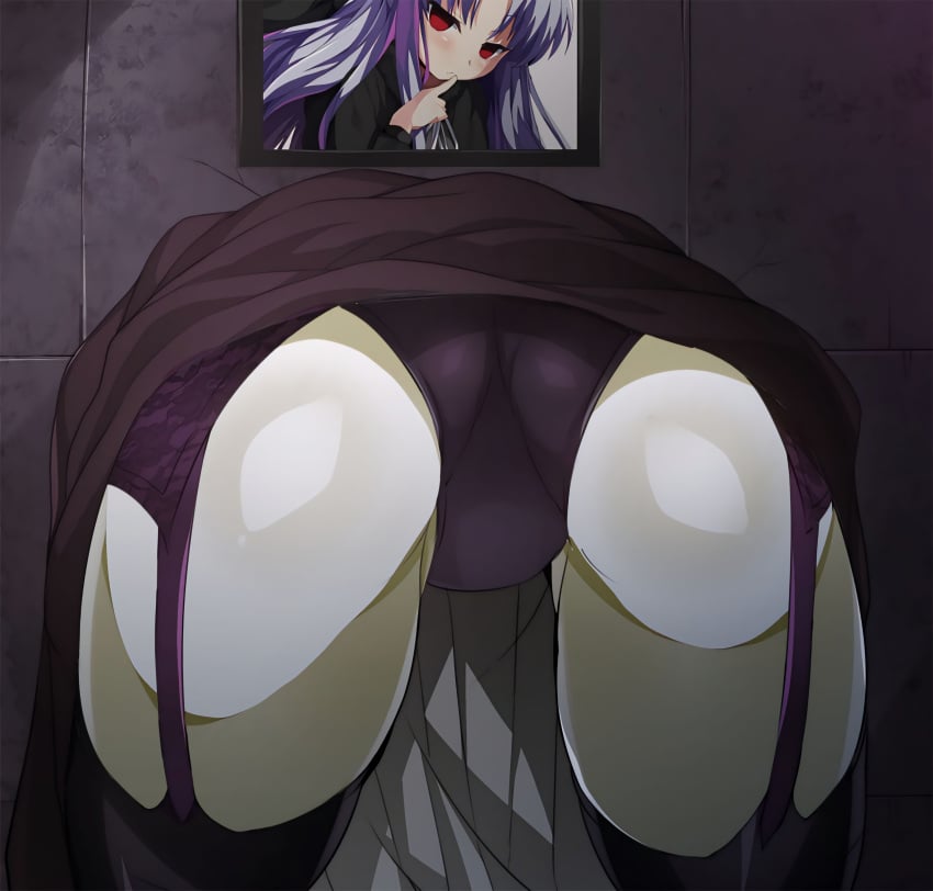 1girls ass background black_dress black_panties black_pantyhose carnival_phantasm color colored dress face female female_only free_use garter_straps girl_only len_(tsukihime) long_hair_female medium_ass melty_blood nice_ass no_escape panties photo purple_hair purple_hair_female red_eyes red_eyes_female remastered sex_slave small_female smaller_female stockings tsukihime type-moon upscaled