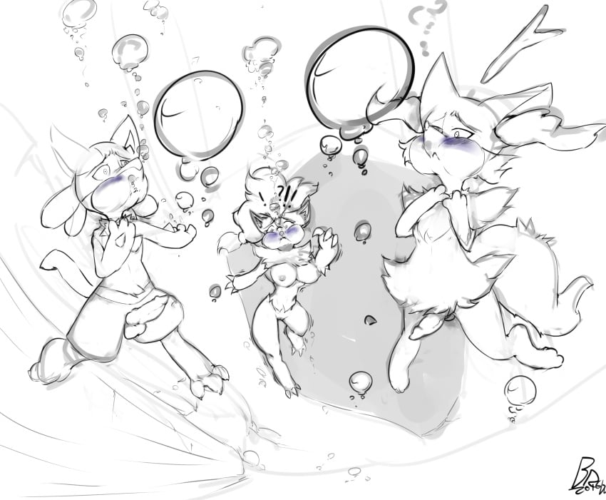 air_bubble animal_genitalia animal_penis anthro aquaphilia asphyxiation braixen breasts bubble byondrage canid canine canine_genitalia canine_penis canis cyanosis drowning exclamation_point female fox game_freak generation_4_pokemon generation_5_pokemon generation_6_pokemon genitals group hi_res jackal lucario male mammal nintendo penis peril pokemon pokemon_(species) pussy question_mark swimming tail trio underwater water zoroark