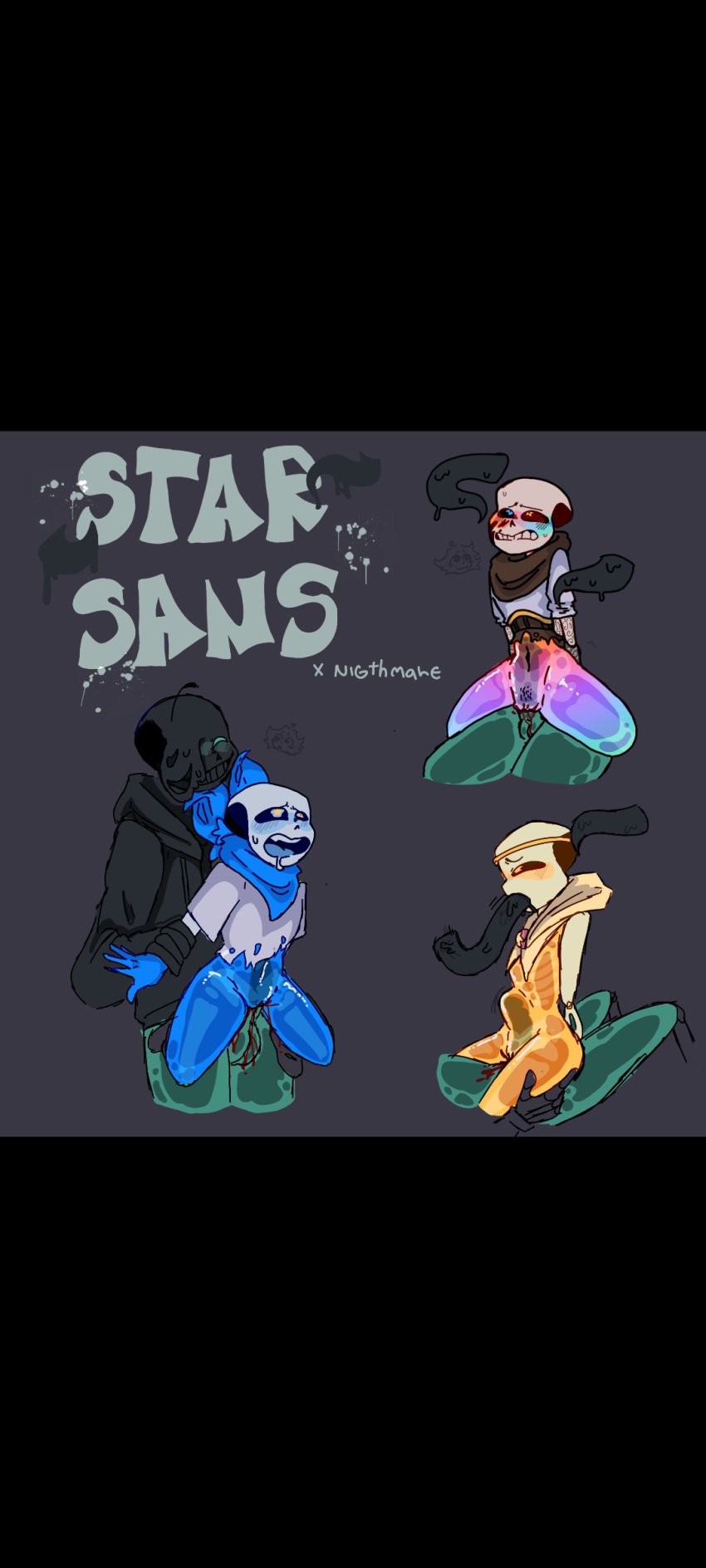 bleeding_from_pussy blood cuntboy cuntboy_penetrated dream_sans_(fan_character) ectobody incest ink_sans_(fan_character) intersex nightmare_sans_(fan_character) partially_clothed sans sans_au tagme tentacle tentacle_rape underswap_sans undertale undertale_au