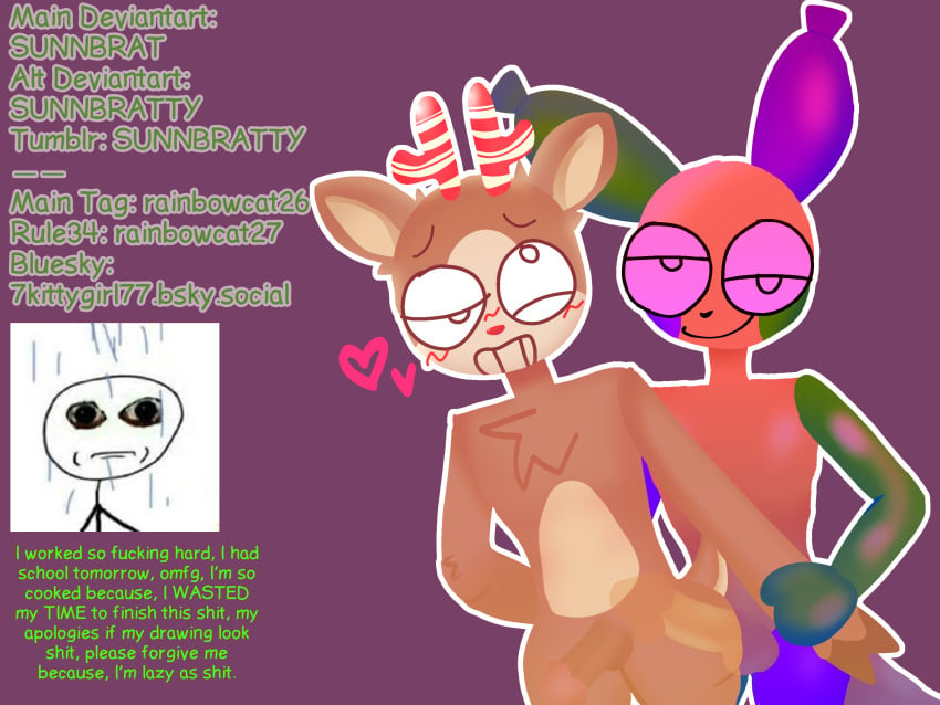 2025 2_boys 2boys backshot backshots balloon_animal balls ballsack big_ass colored colored_background comic_sans dandy's_world dandys_world femboy furries furry furry_only gay_furry gay_sex goofy_ahh_facial_expression i’m_tired lineless lineless_art looey_(dandy's_world) rainbowcat26 raindeer rudie_(dandy's_world) rudie_(dandys_world) say_gex self_upload