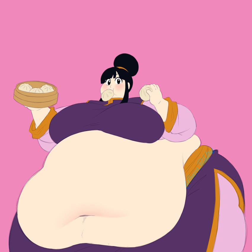 1girls 2024 absurd_res bbw belly belly_overhang black_hair breasts chichi chocco_pudding dragon_ball dragon_ball_z eating fat fat_belly female female_focus gigantic_belly hips huge_belly huge_breasts milf obese obese_female plump solo solo_female solo_focus ssbbw wide_hips