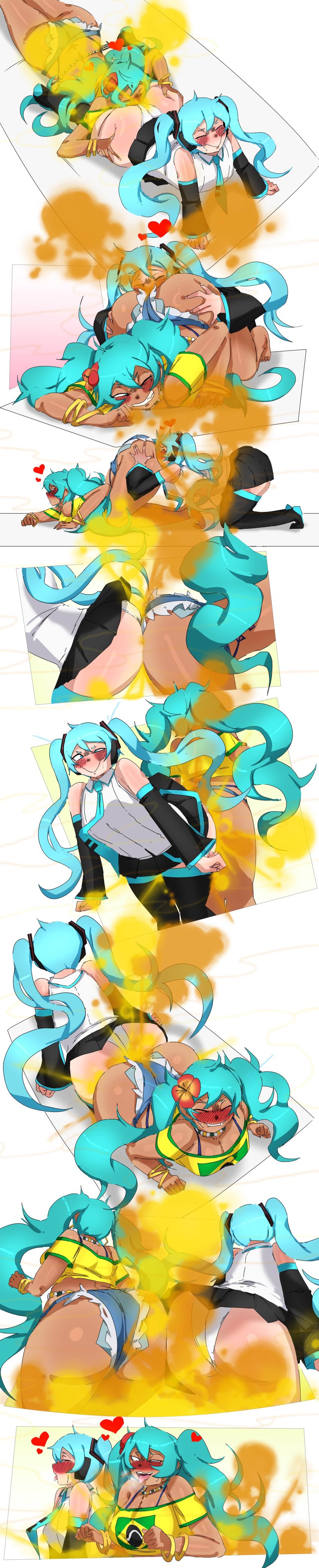 ahe_gao ass_to_ass brazilian_miku brown_fart enjoying_farts facing_away fart fart_fetish farting farting_in_face female_only grabbing_ass hatsune_miku heart latin_american_hatsune_miku_(meme) lazei shaded sniffing sniffing_ass tagme vocaloid yellow_fart