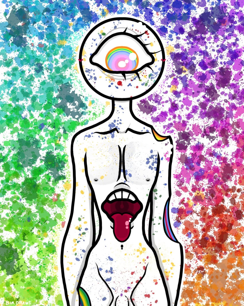 candy candy_humanoid cyclops front_view gay homosexual jawbreaker mouth_on_belly