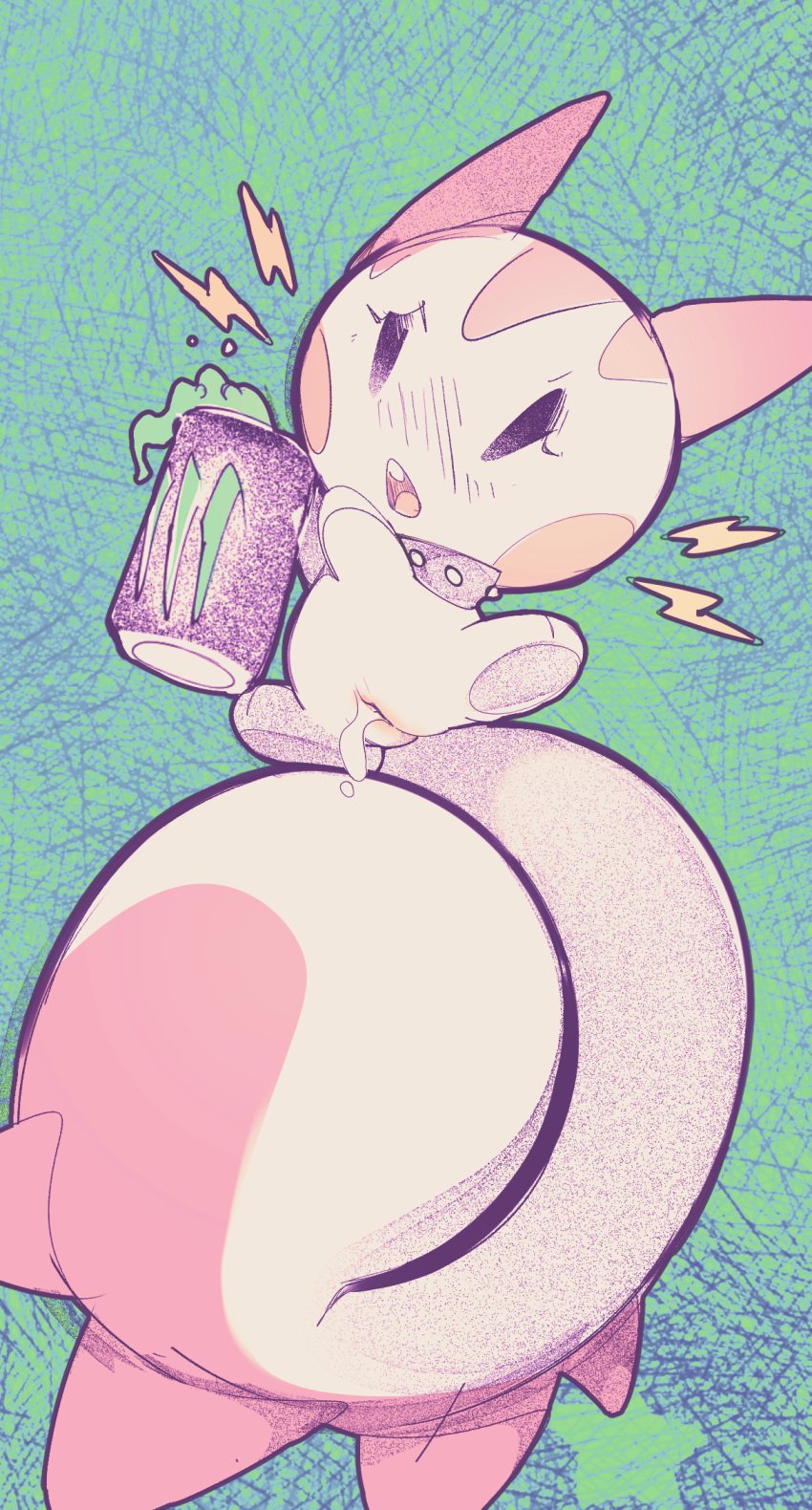 beverage electric energy_drink female feral feral_only generation_4_pokemon genitals hi_res mammal monster_energy nintendo pachirisu pokemon pokemon_(species) pussy quinto rodent shiny_pokemon solo