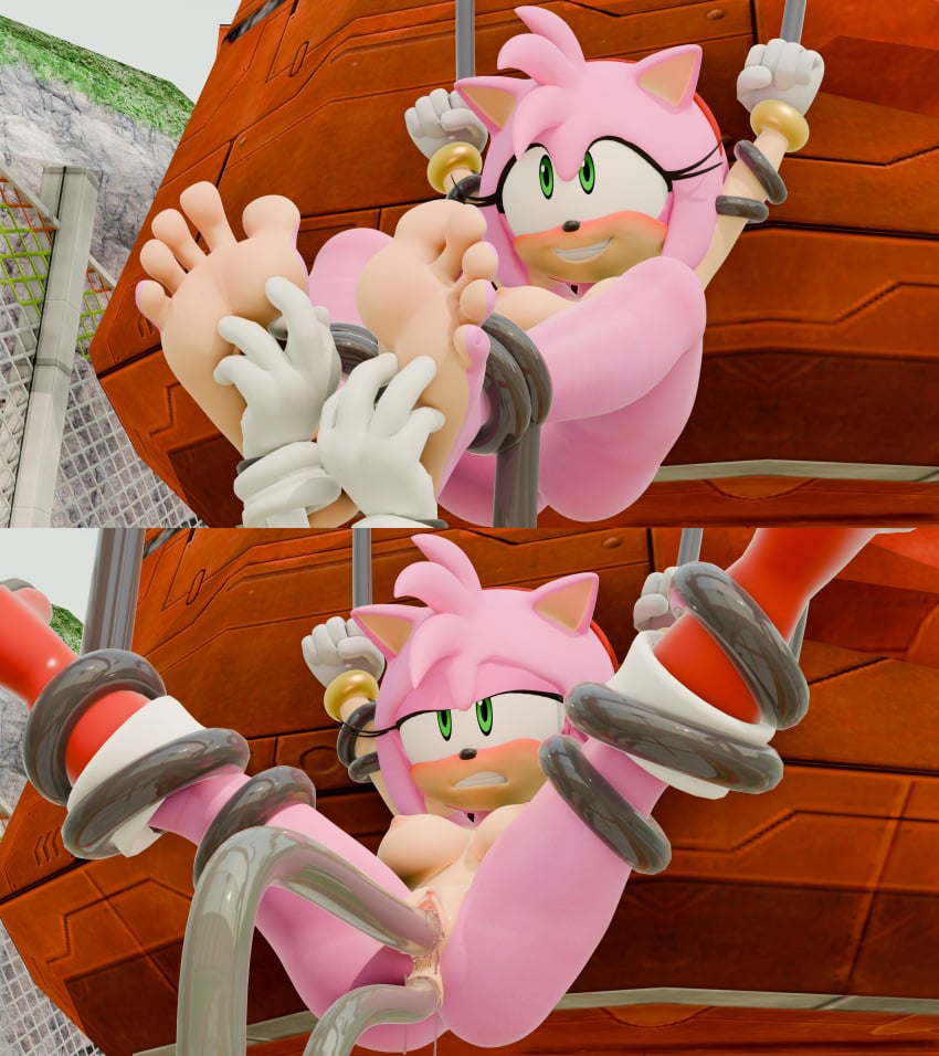 amy_rose bondage feet feet_fetish feet_tickling foot_fetish legs_held_open sonic_(series) tentacle tentacle_sex tickle tickle_fetish tickling_feet twintails3d twintailssfm