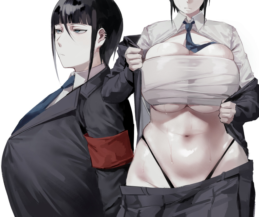 1girls black_hair huge_breasts light-skinned_female original_character pale_skin short_hair student tomboy