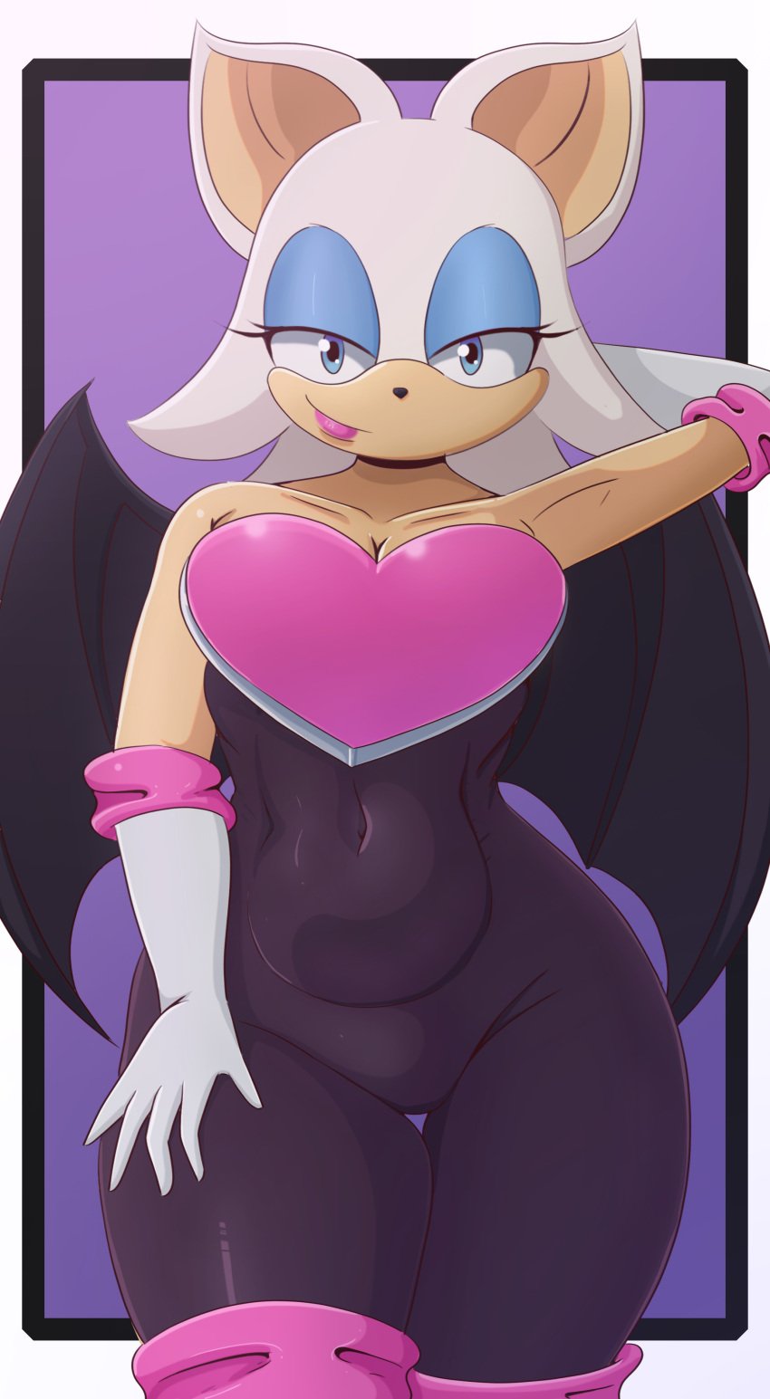 1girls anthro bat bat_wings blue_eyes chiropteran female horny_female looking_at_viewer mobian_(species) rouge_the_bat seductive shadowmm2 smile sonic_(series) white_hair wings