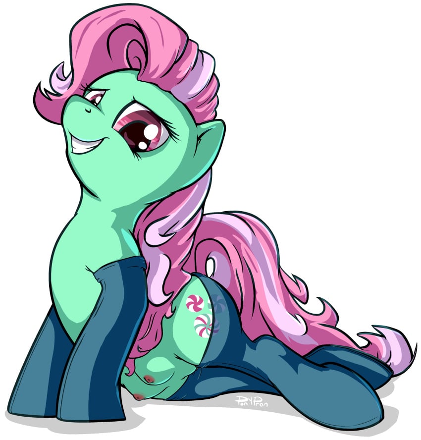 1girls 2015 a_very_pony_place absurd_res alpha_channel clitoris crotchboobs equine female female_only hi_res horse legwear mammal minty_(g4) minty_(mlp) my_little_pony plain_background png pony ponypron pussy signature solo stockings transparent_background