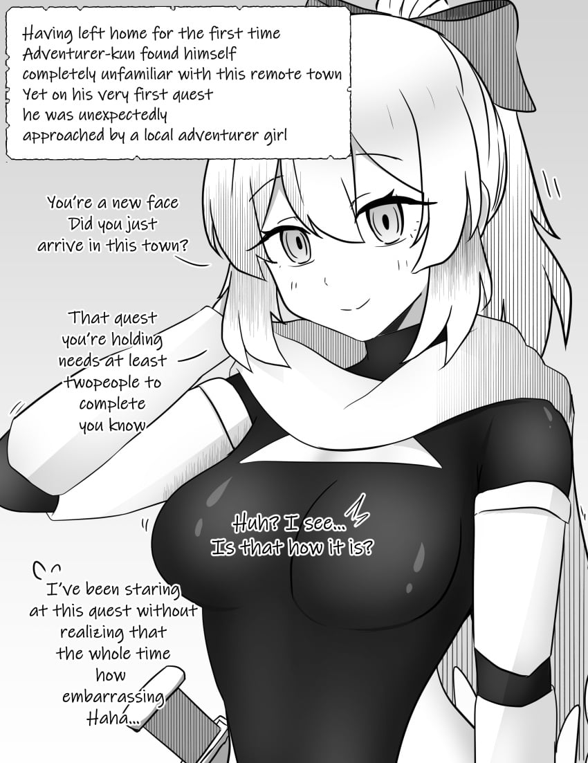 adventurer armored_gloves bodysuit breasts cape cleavage cleavage_cutout english_text gore guro hair_ribbon huge_breasts long_hair original sexysalad smile snuff tagme