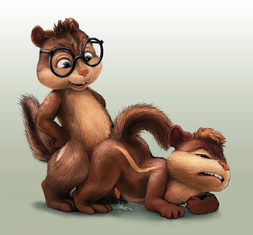 2boys all_fours alvin_and_the_chipmunks alvin_seville anal anal_penetration anal_sex anthro arched_back blue_eyes brothers brown_fur brown_hair chipmunk clenched_teeth cum cum_on_ground cum_while_penetrated cumshot doggy_style duo eyewear from_behind fur glasses hair hands-free hands_on_hips incest lando male mammal orgasm orgasm_face orgasm_from_anal penetration penis pink_nose pink_penis red_eyes rodent sex sibling simon_seville tapering_penis teeth yaoi young