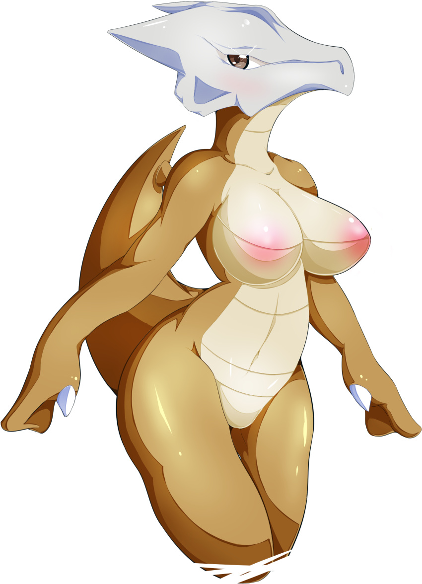 2015 anthro anthrofied big_breasts breasts female mammal marowak nintendo nude plain_background pokemon skull solo suddenhack video_games white_background