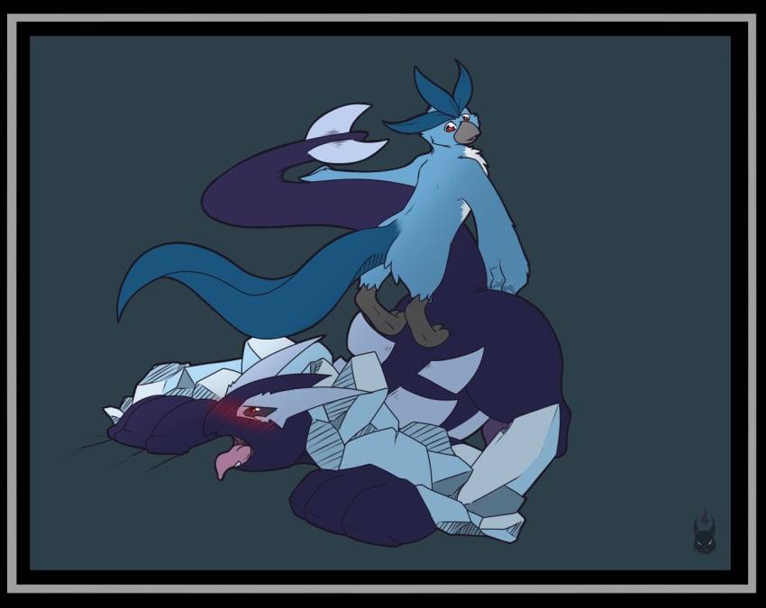 ambiguous_gender anal anal_fingering anal_sex articuno ass_up avian blush domination duo erection fingering flat_colors forced improvised_bondage long_tail looking_back lugia male male_only nintendo open_mouth penetration penis pokemon pokemon_(species) redras_shoru shadow_lugia size_difference tongue tongue_out video_games winged_arms wings