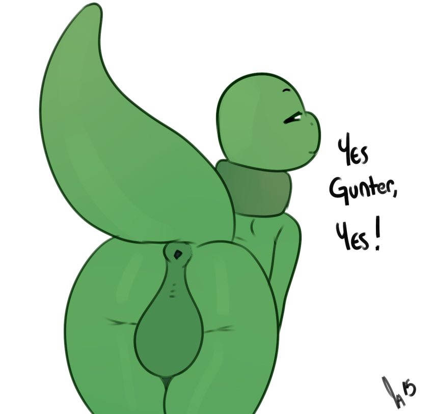 1boy adventure_time anus ass balls dinosaur gunther_(adventure_time) male male_only presenting presenting_hindquarters solo somescrub