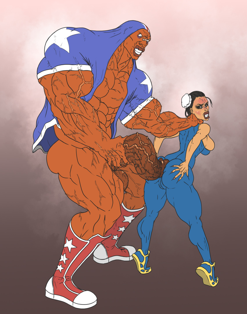 balrog blush bottomless chun-li clothed_female_nude_male dark-skinned_male dark_skin defeated female from_behind huge_cock huge_testicles human imminent_anal imminent_penetration imminent_rape interracial male mnogobatko monster_cock muscular neck_grab penis rape sex shoes size_difference straight street_fighter teeth tight_fit veins veiny_penis