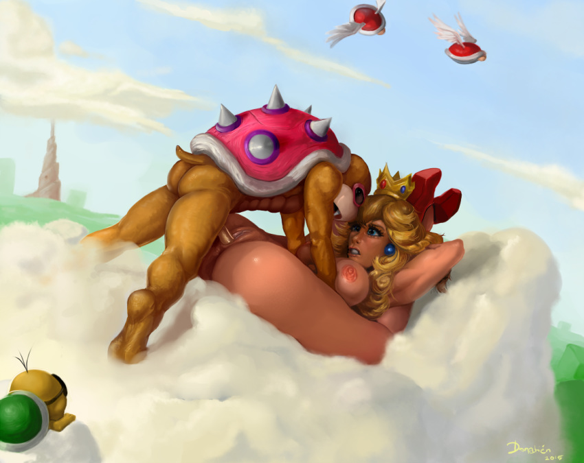 1boy 1girls 2015 anthro anus arm_support ass barefoot being_watched blonde_hair blue_eyes bondage breasts cloud crown duo duo_focus eyewear female femsub flexible group hair helpless high_heels human human_on_anthro interspecies isatan jewelry koopa koopaling lakitu larger_female long_hair lying male maledom mammal mario_(series) missionary_position naked_footwear naked_heels nintendo nude nudist on_back outdoors para-beetle penetration princess_peach pussy rape reptile roy_koopa royalty scalie sex shell signature size_difference spikes spread_legs spreading straight sunglasses super_mario_bros._3 turtle vaginal_penetration