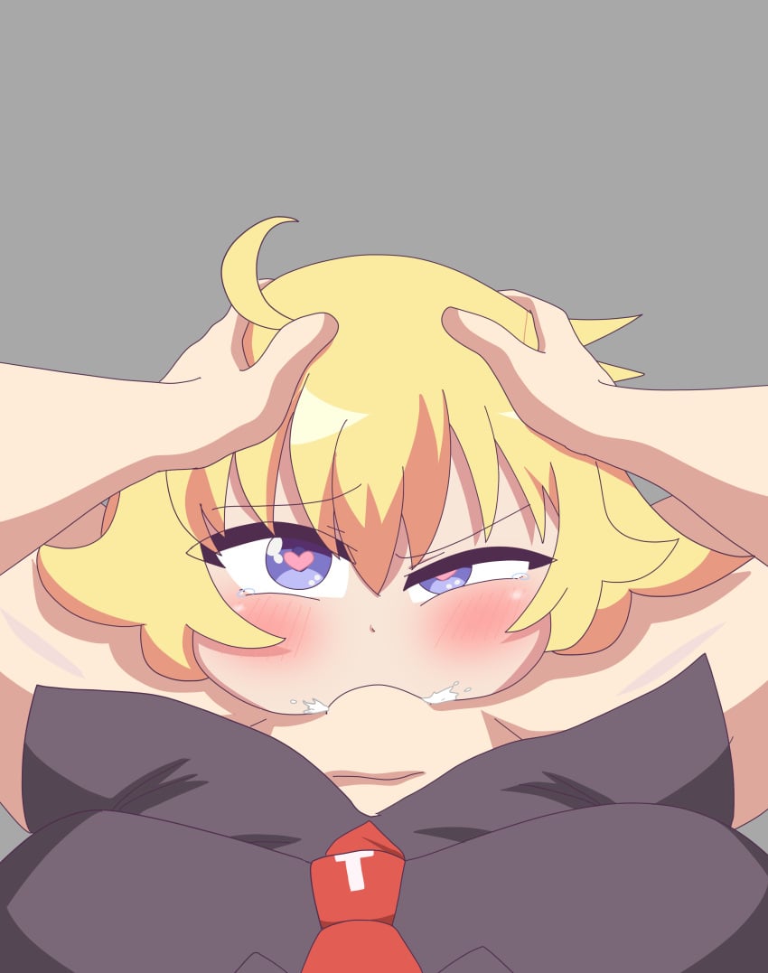 1futa 1girls blonde_hair bottomless clothed clothing cum_in_mouth dbw deepthroat face_fucking fellatio female female_focus forced_oral futa_on_female futanari gabriel_dropout gabriel_tenma_white grabbing_head heart-shaped_pupils human kurumizawa_satanichia_mcdowell light-skinned_female light-skinned_futanari light_skin oral partially_clothed penis rape sex sitting