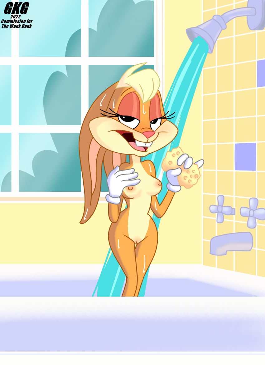 breasts female gkg hi_res lagomorph leporid lola_bunny looking_at_viewer looney_tunes mammal naughty_face nipples nude rabbit shower smile solo the_looney_tunes_show warner_brothers water