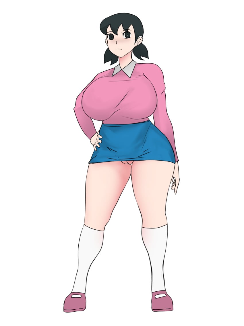 1girls big_breasts black_eyes black_hair breasts doraemon female female_only hentai huge_breasts large_breasts polyphiai pussy shizuka_minamoto