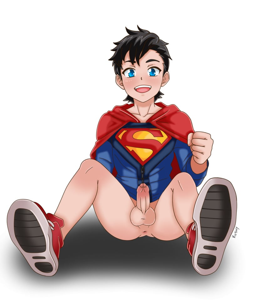 1boy anus balls battle_of_the_supersons dc dc_comics foreskin gay human jon-el jonathan_kent jushonen male male_focus male_only partially_retracted_foreskin penis skinny solo solo_focus superboy superboy_(jonathan_kent) toned toned_male uncircumcised yaoi younger_male