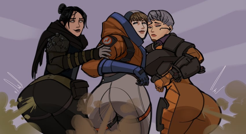 3girls apex_legends fart fart_cloud fart_fetish farting farts lolotron6 multiple_girls reupload tagme tagme_(artist) valkyrie_(apex_legends) wattson_(apex_legends) wraith_(apex_legends)