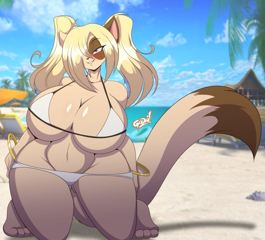 big_breasts bikini breasts cleavage felicia_(jwinkz) female furry huge_breasts mastergodai tagme thick_thighs wide_hips