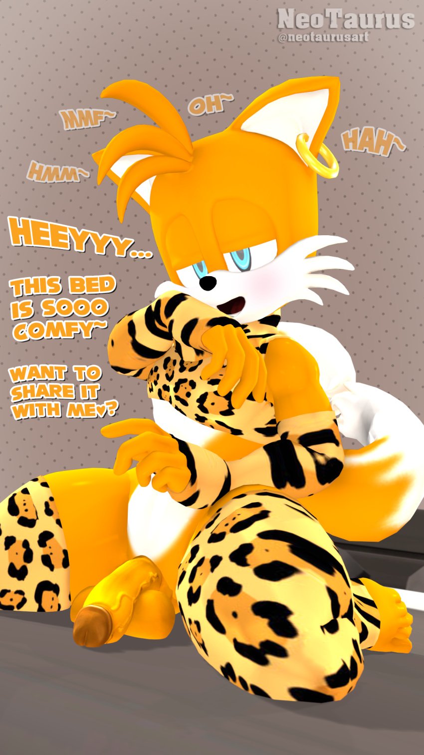 1boy 3d anthro balls english_text femboy fox furry inviting inviting_to_sex male male_only neotaurus penis sega solo solo_focus solo_male sonic_(series) sonic_the_hedgehog_(series) tails tails_the_fox text twink