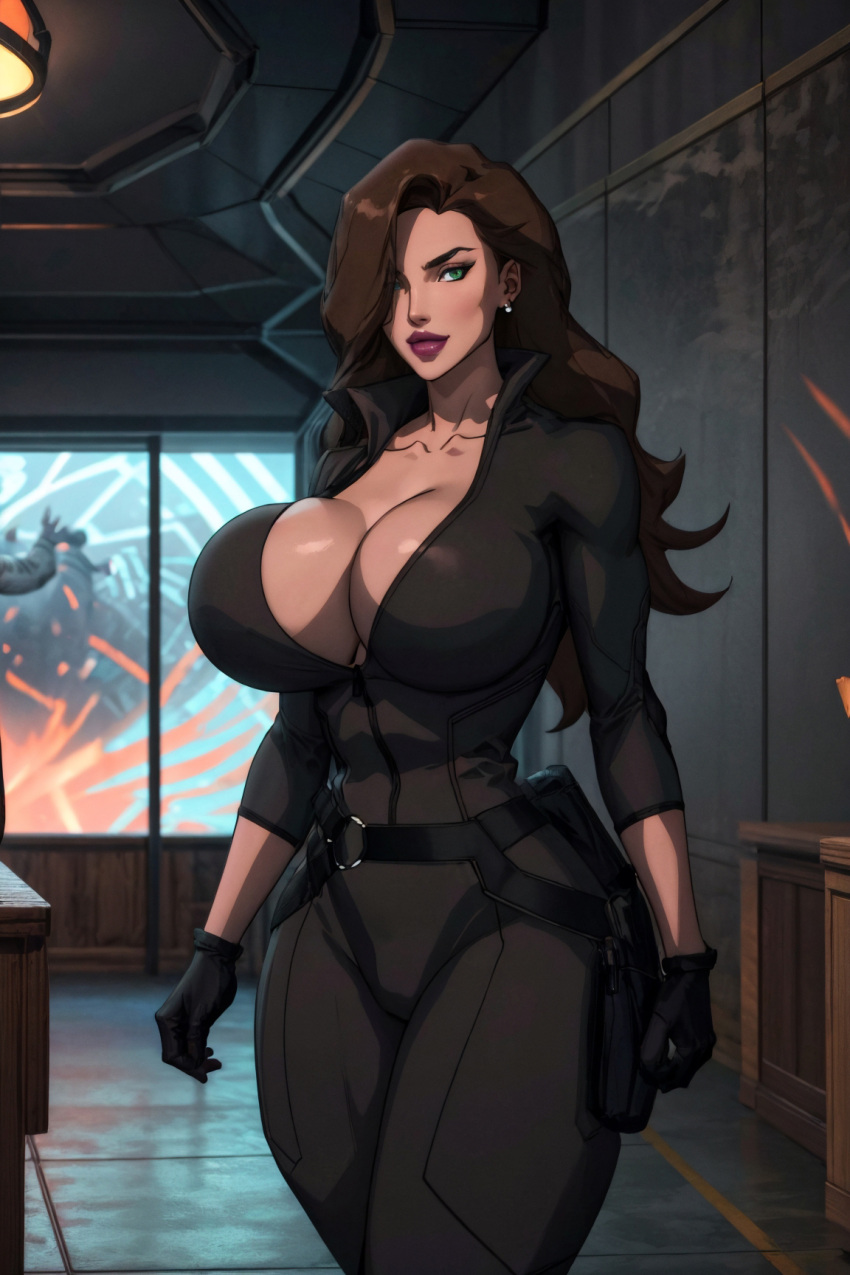 1girls ai_generated batman_(series) big_breasts breasts brunette busty bythebrokenone dc_comics dcamu dcuaom female_only hourglass_figure huge_breasts large_breasts mature mature_female milf mother solo solo_female son_of_batman supervillainess talia_al_ghul thick thick_thighs villainess