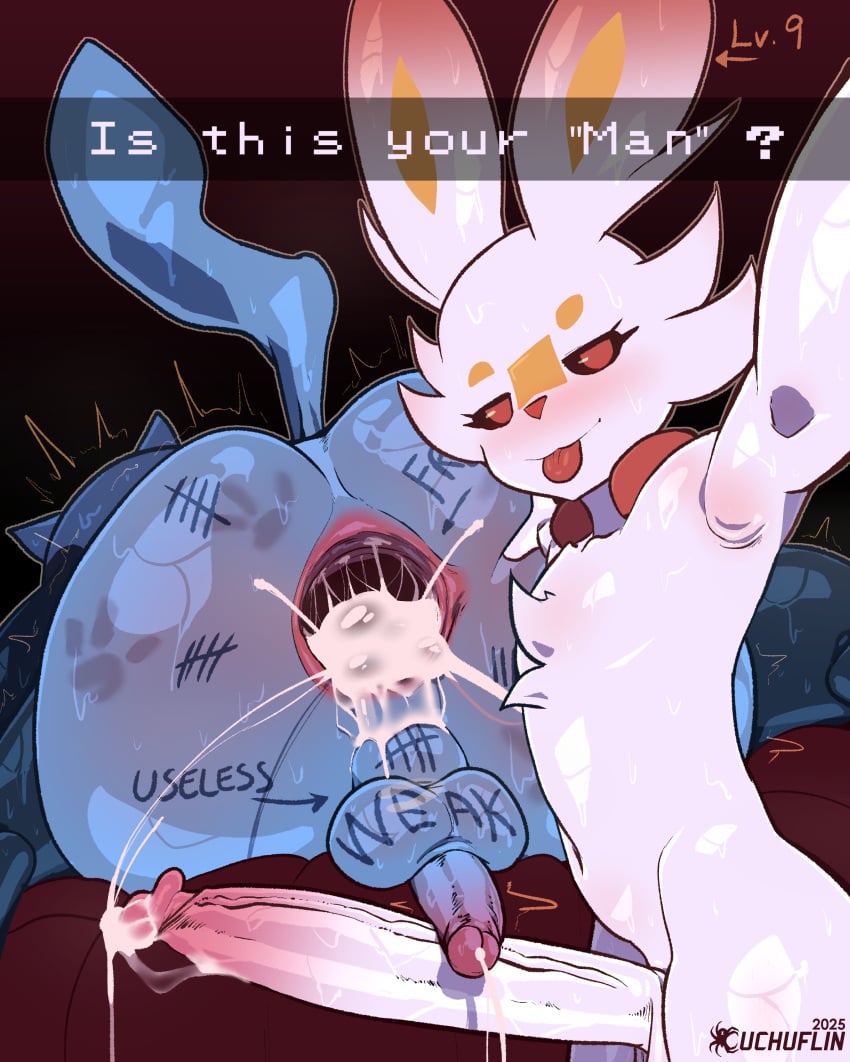 2025 absurd_res after_sex anal anthro anthro_on_anthro anus ass balls big_butt big_penis black_body black_fur blep blue_body blue_fur blush bodily_fluids body_writing cheating cheating_boyfriend cuchuflin cucked_by_femboy cucked_by_pokemon cum cum_in_ass cum_inside dialogue duo english_text erection fur gaping gaping_anus generation_4_pokemon generation_8_pokemon genital_fluids genitals hi_res huge_butt huge_cock humanoid_genitalia humanoid_penis infidelity level_difference male male/male netorare nintendo ntr penis penis_size_difference pokemon pokemon_(species) riolu scorbunny small_penis spank_marks sweat sweatdrop sweaty_butt text tongue tongue_out white_body white_fur