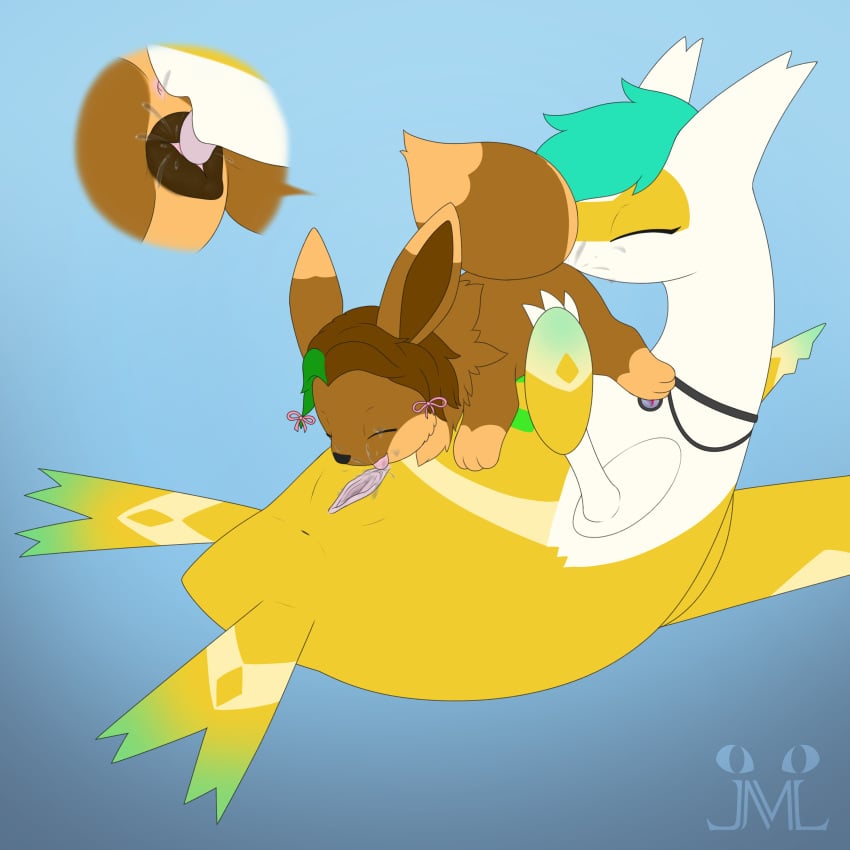 69_position absurd_res animal_genitalia animal_pussy bodily_fluids brown_body brown_eyes brown_fur canine_genitalia canine_pussy cunnilingus duo eevee fan_character female female_ejaculation feral fur generation_1_pokemon generation_3_pokemon genital_fluids genitals green_eyes green_hair hair hi_res humanoid_genitalia humanoid_pussy jm-luxro latias legendary_pokemon male male/female mega_stone nintendo oral orgasm pokemon pokemon_(species) pussy pussy_ejaculation sex size_difference squirting vaginal_fluids vaginal_penetration yellow_body