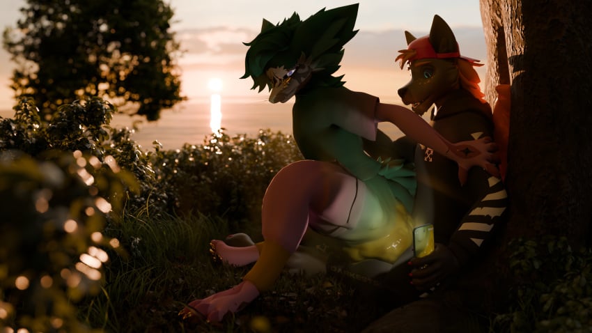 absurd_res anthro blender_(artwork) bottomwear clothed clothing darkestslice digital_media_(artwork) duo fart fart_cloud farting_on_another feces hi_res male male/male rexouium scat sitting_on_another soiling soiling_bottomwear soiling_pants winterpaw_canine